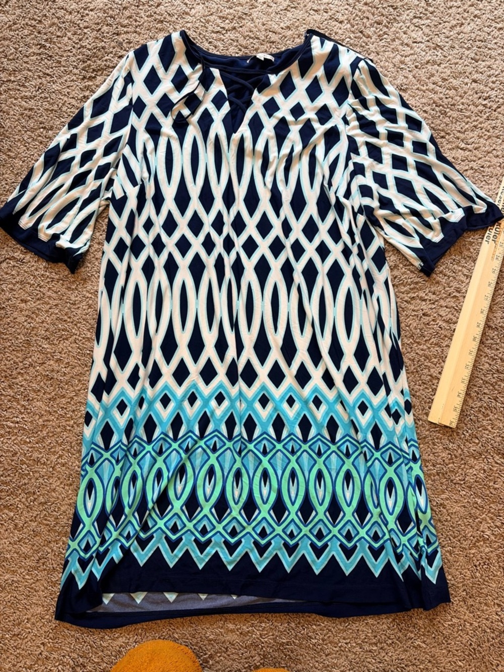 Women’s Navy and White Geometric Print Tunic Top dress